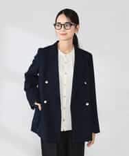 K2JFD04119 a.v.v(アー・ヴェ・ヴェ) 【洗える】ダブルブレストジャケット ネイビー