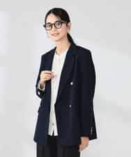 K2JFD04119 a.v.v(アー・ヴェ・ヴェ) 【洗える】ダブルブレストジャケット ネイビー