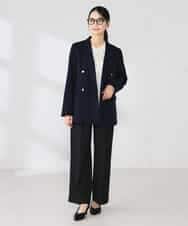 K2JFD04119 a.v.v(アー・ヴェ・ヴェ) 【洗える】ダブルブレストジャケット ネイビー