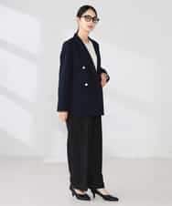 K2JFD04119 a.v.v(アー・ヴェ・ヴェ) 【洗える】ダブルブレストジャケット ネイビー