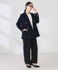 K2JFD04119 a.v.v(アー・ヴェ・ヴェ) 【洗える】ダブルブレストジャケット ネイビー