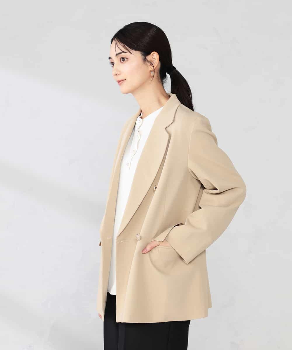 K2JFD04119 a.v.v(アー・ヴェ・ヴェ) 【洗える】ダブルブレストジャケット ネイビー