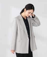 K2JFD04119 a.v.v(アー・ヴェ・ヴェ) 【洗える】ダブルブレストジャケット ネイビー