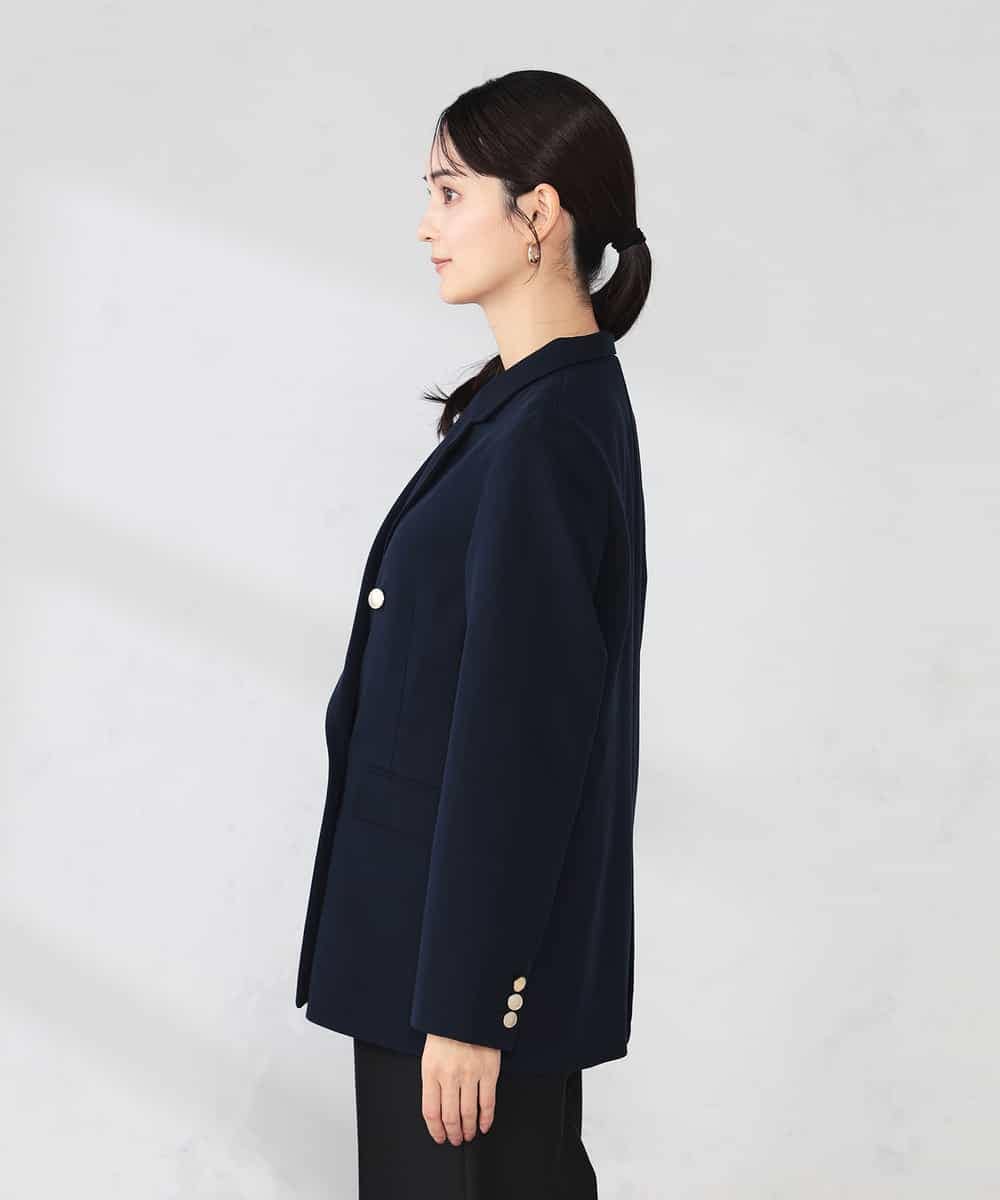 K2JFD04119 a.v.v(アー・ヴェ・ヴェ) 【洗える】ダブルブレストジャケット ネイビー