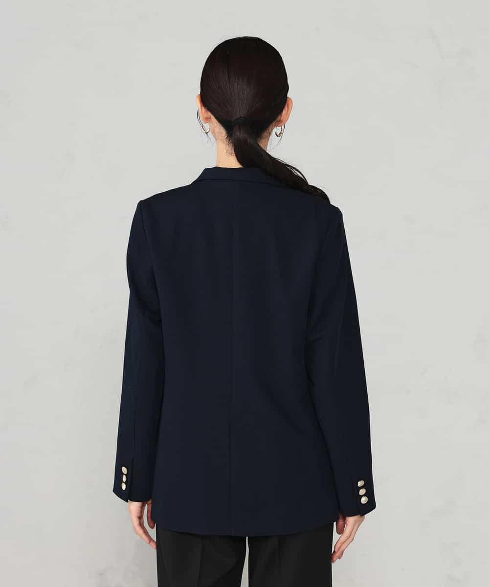 K2JFD04119 a.v.v(アー・ヴェ・ヴェ) 【洗える】ダブルブレストジャケット ネイビー