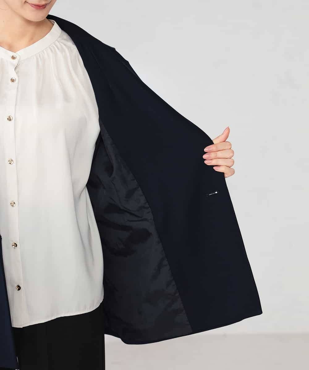 K2JFD04119 a.v.v(アー・ヴェ・ヴェ) 【洗える】ダブルブレストジャケット ネイビー