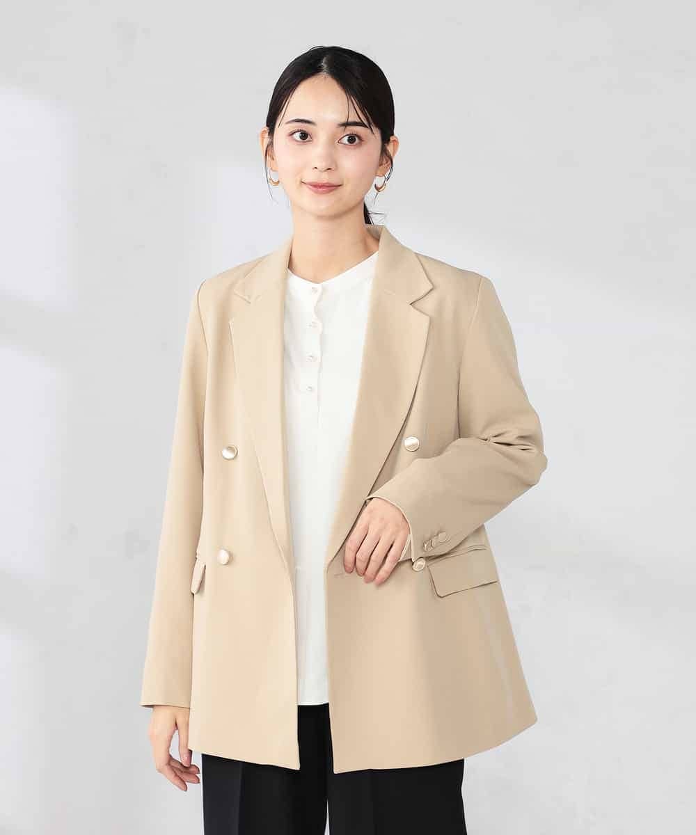 K2JFD04119 a.v.v(アー・ヴェ・ヴェ) 【洗える】ダブルブレストジャケット ベージュ