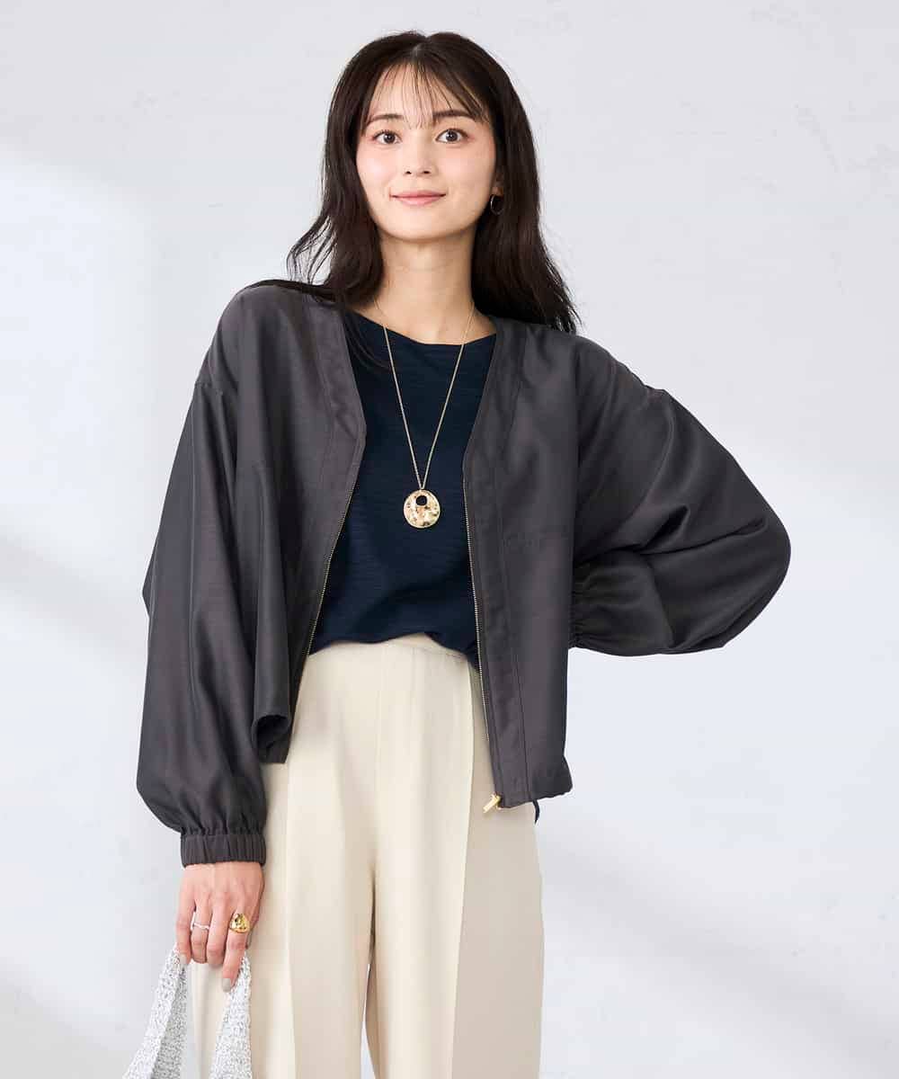 K2JFD12089 a.v.v(アー・ヴェ・ヴェ) Vネックシアーブルゾン ダークグレー