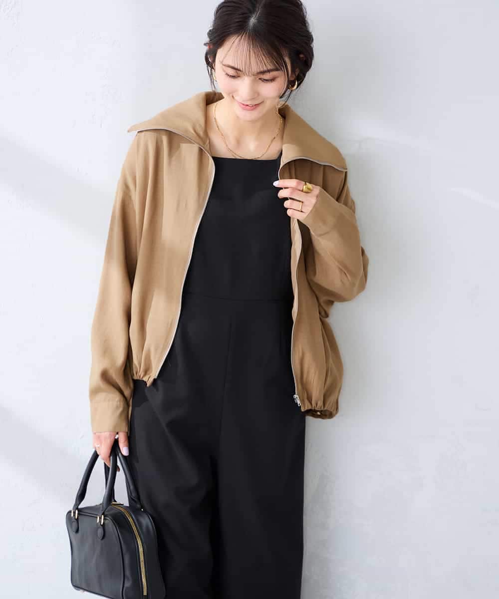 K2JFD13089 a.v.v(アー・ヴェ・ヴェ) スタンドカラーセミシアーブルゾン ベージュ