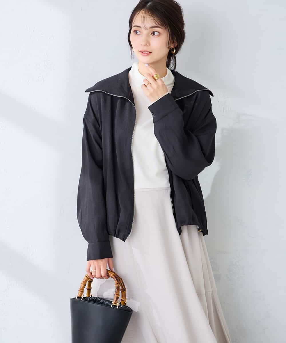 K2JFD13089 a.v.v(アー・ヴェ・ヴェ) スタンドカラーセミシアーブルゾン ベージュ