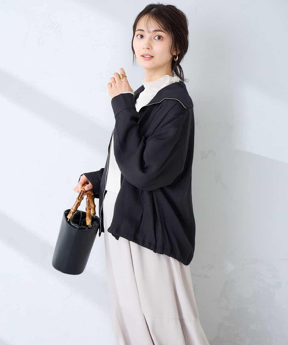 K2JFD13089 a.v.v(アー・ヴェ・ヴェ) スタンドカラーセミシアーブルゾン ベージュ