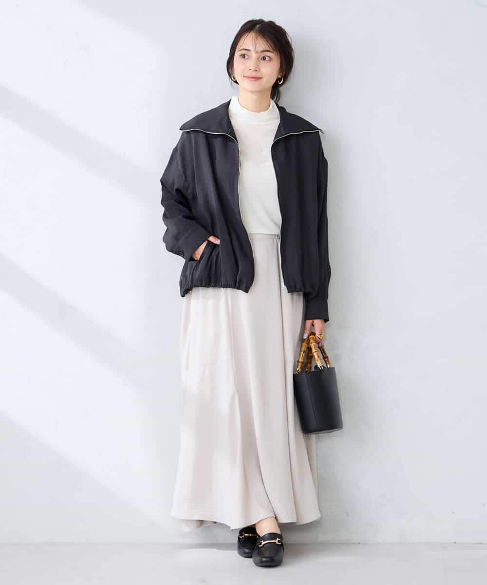 K2JFD13089 a.v.v(アー・ヴェ・ヴェ) スタンドカラーセミシアーブルゾン ベージュ