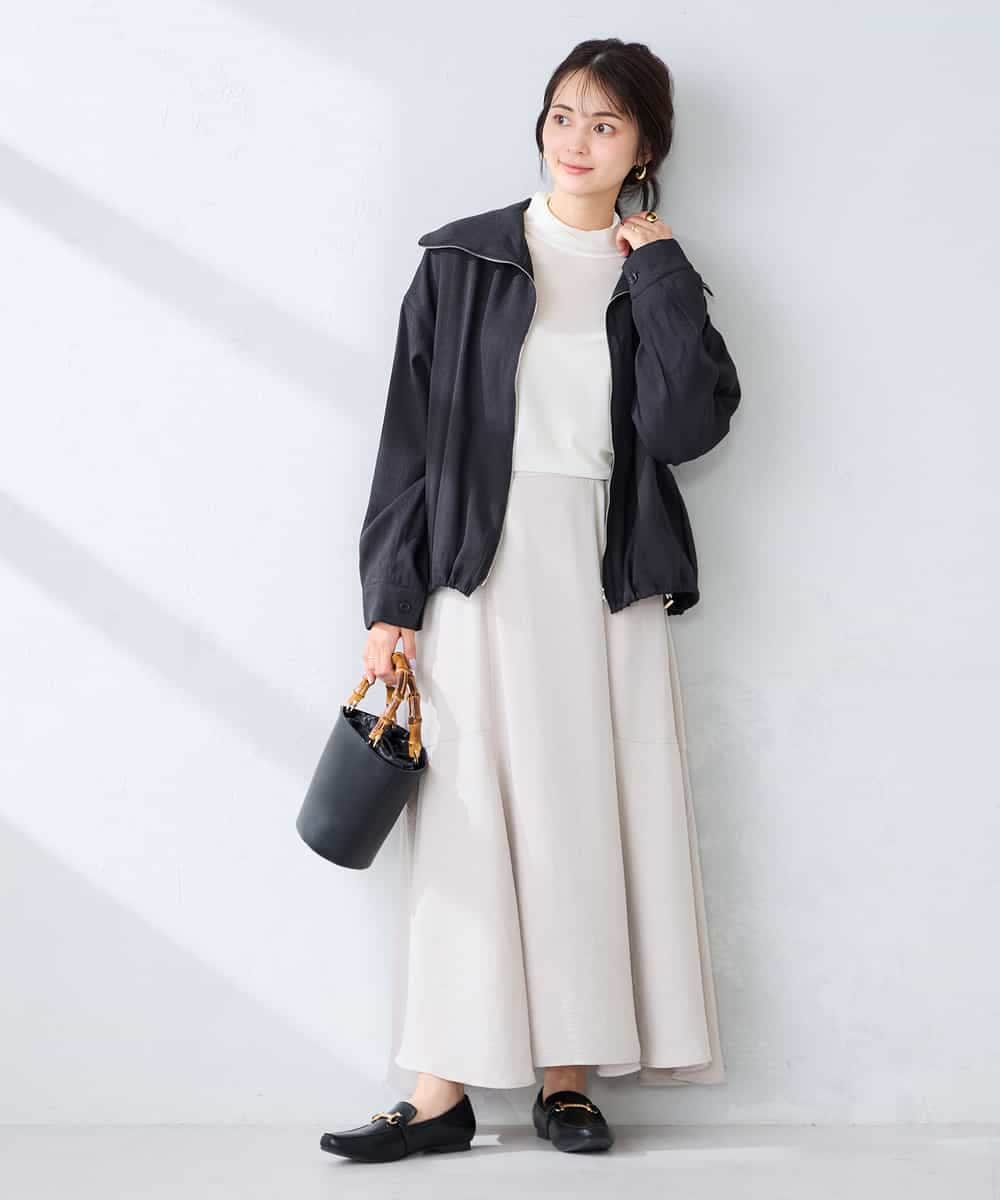 K2JFD13089 a.v.v(アー・ヴェ・ヴェ) スタンドカラーセミシアーブルゾン ベージュ