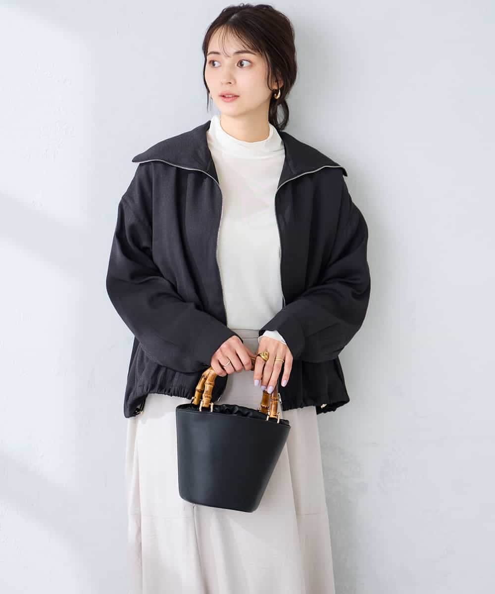 K2JFD13089 a.v.v(アー・ヴェ・ヴェ) スタンドカラーセミシアーブルゾン ブラック