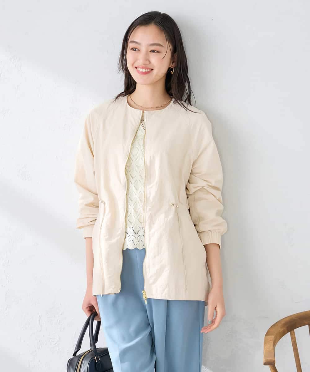 K2JFD24089 a.v.v(アー・ヴェ・ヴェ) ウエストドロストノーカラーブルゾン アイボリー