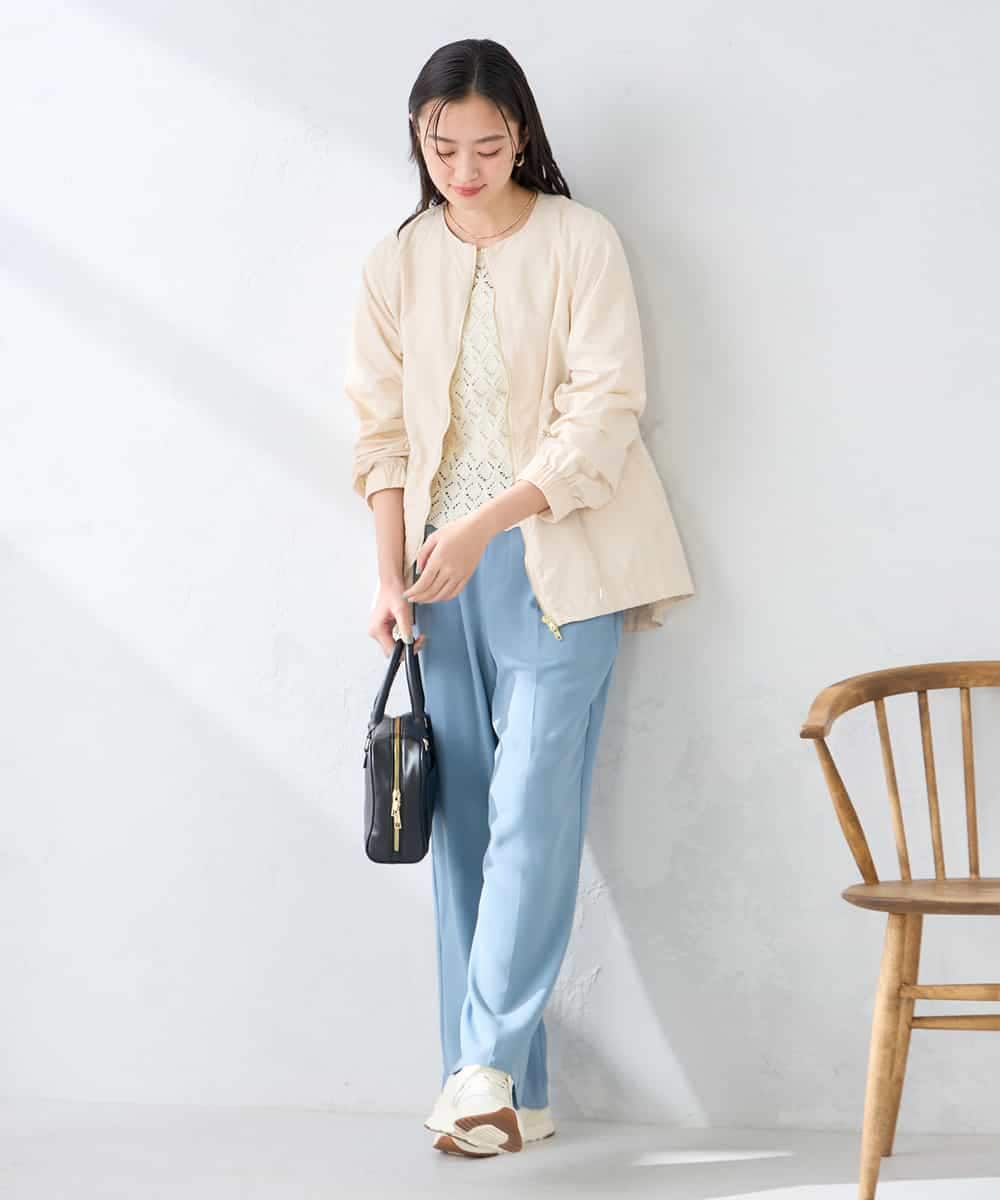 K2JFD24089 a.v.v(アー・ヴェ・ヴェ) ウエストドロストノーカラーブルゾン アイボリー