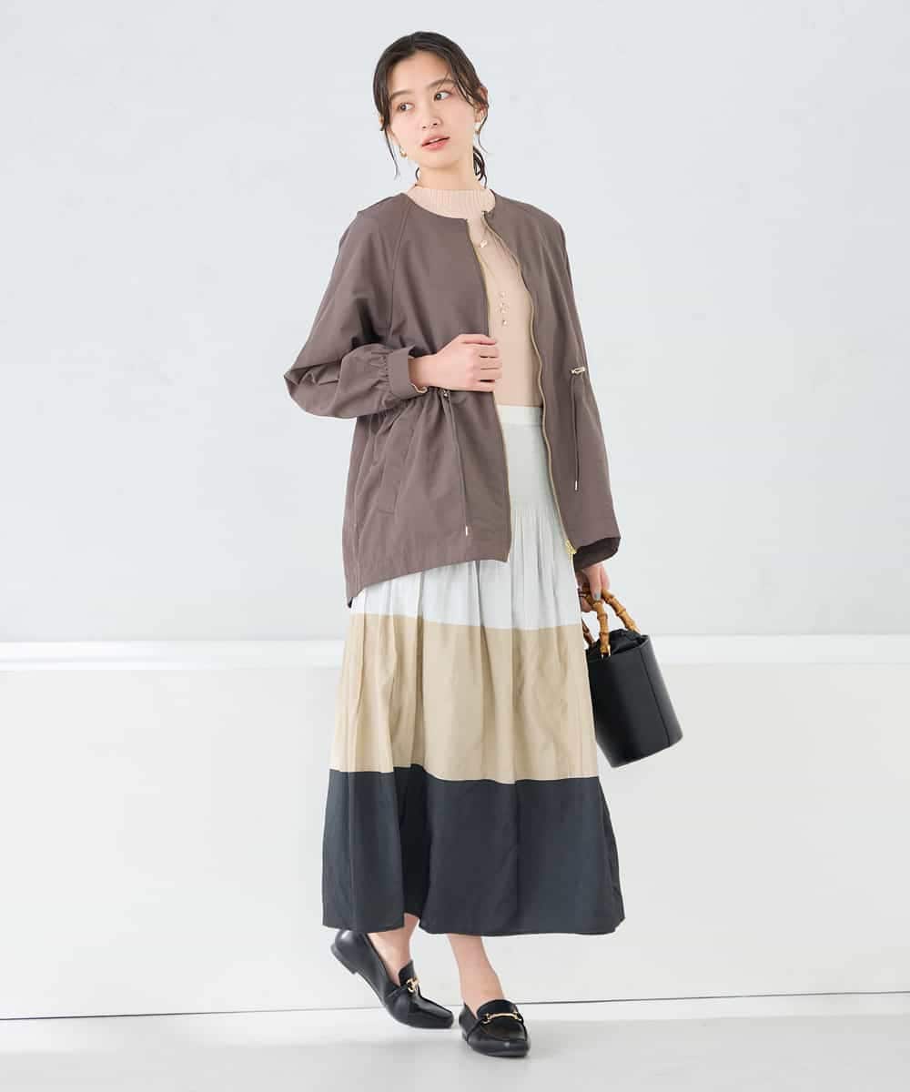 K2JFD24089 a.v.v(アー・ヴェ・ヴェ) ウエストドロストノーカラーブルゾン アイボリー