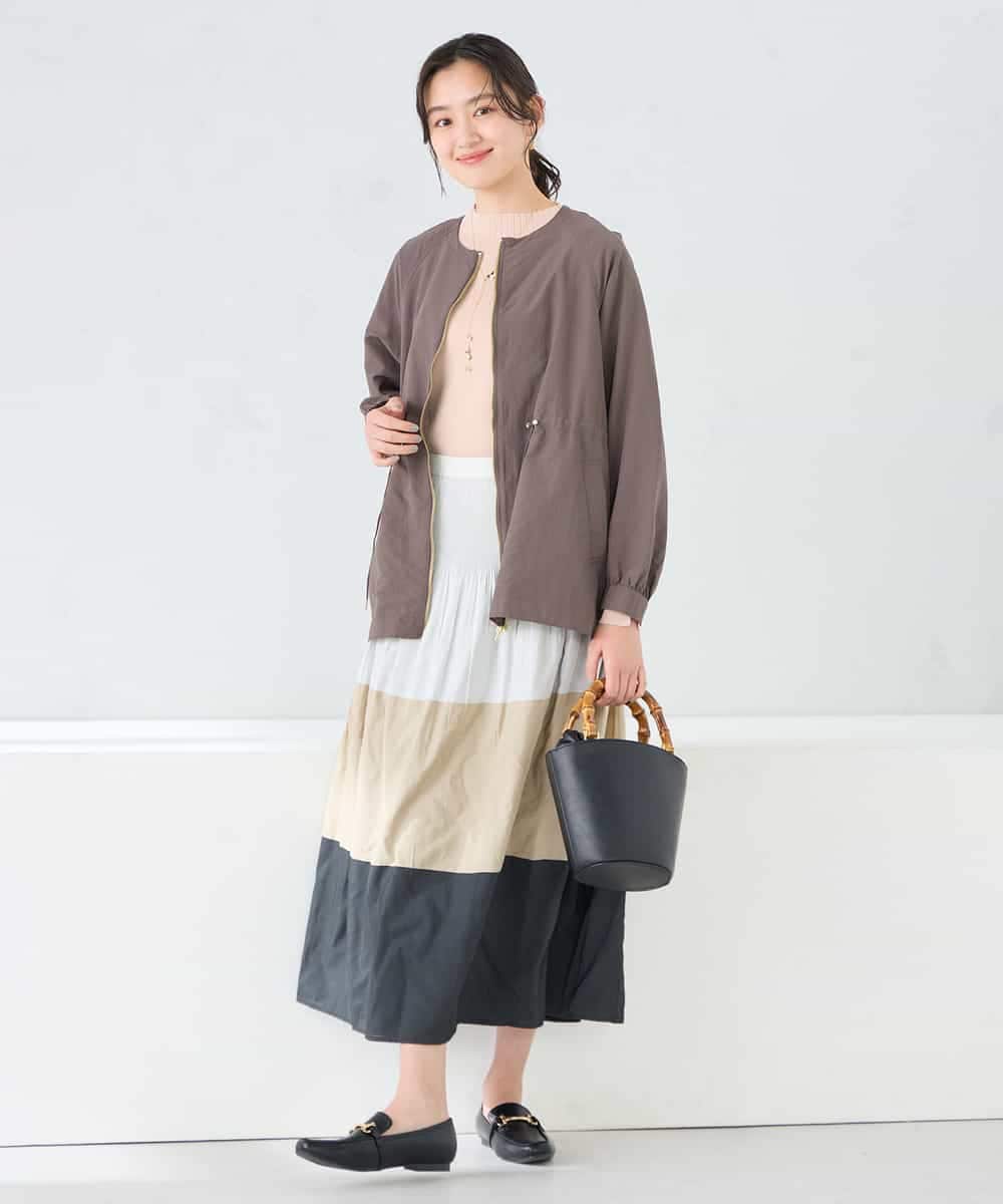 K2JFD24089 a.v.v(アー・ヴェ・ヴェ) ウエストドロストノーカラーブルゾン アイボリー