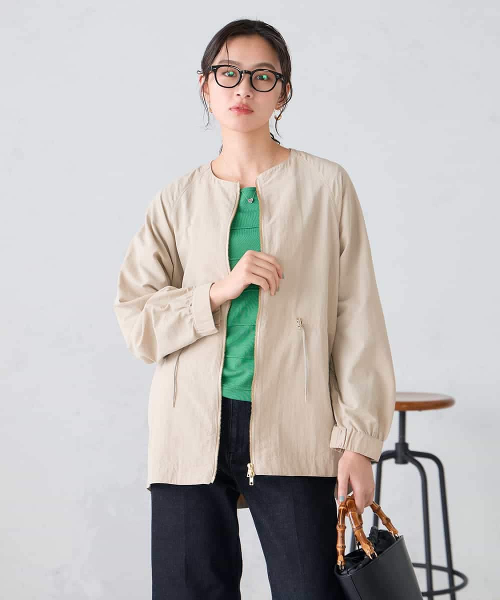 K2JFD24089 a.v.v(アー・ヴェ・ヴェ) ウエストドロストノーカラーブルゾン ベージュ