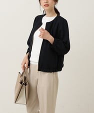 K2JFS03069 a.v.v(アー・ヴェ・ヴェ) 麻調ノーカラーブルゾン ネイビー
