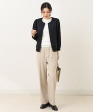 K2JFS03069 a.v.v(アー・ヴェ・ヴェ) 麻調ノーカラーブルゾン ネイビー
