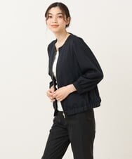 K2JFS03069 a.v.v(アー・ヴェ・ヴェ) 麻調ノーカラーブルゾン ネイビー