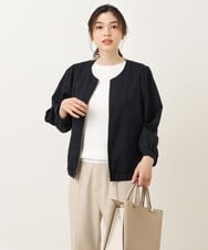 K2JFS03069 a.v.v(アー・ヴェ・ヴェ) 麻調ノーカラーブルゾン ネイビー