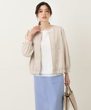 K2JFS03069 a.v.v(アー・ヴェ・ヴェ) 麻調ノーカラーブルゾン ネイビー