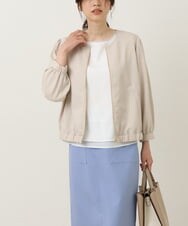 K2JFS03069 a.v.v(アー・ヴェ・ヴェ) 麻調ノーカラーブルゾン ベージュ