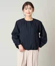 K2JFV07089 a.v.v(アー・ヴェ・ヴェ) 麻調ノーカラーブルゾン ベージュ