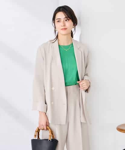 K2JGD05109 a.v.v 【接触冷感/UVカット】リネンライクダブルブレストジャケット【セットアップ対応/アンチピリング】