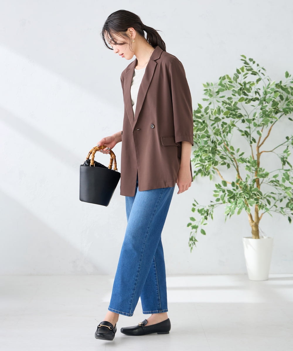 K2JGD06089 a.v.v(アー・ヴェ・ヴェ) ［支持率NO.1/接触冷感/速乾/UVカット/イージーケア］ハーフスリーブダブルジャケット ネイビー