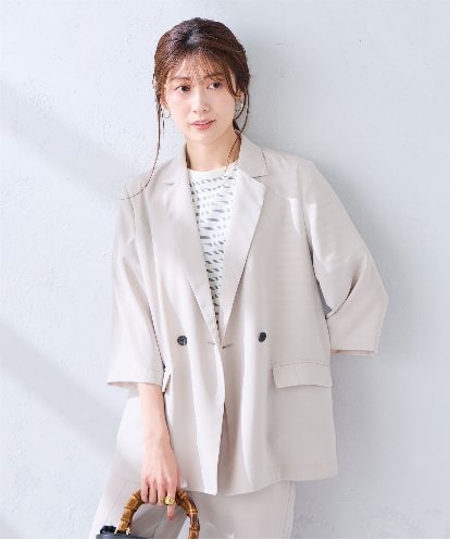 K2JGD06089 a.v.v ［支持率NO.1/接触冷感/速乾/UVカット/イージーケア］ハーフスリーブダブルジャケット