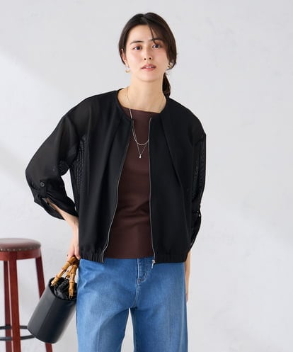 K2JGD18079 a.v.v ノーカラーメッシュブルゾン