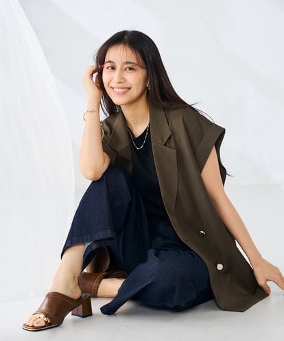 K2JHD21089 a.v.v 【ストレッチ/洗える】フレンチスリーブジレジャケット