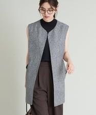 K2JHS15079 a.v.v(アー・ヴェ・ヴェ) リネンライクロングジレ ブラック