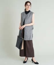 K2JHS15079 a.v.v(アー・ヴェ・ヴェ) リネンライクロングジレ ブラック