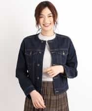K2JJG16089 a.v.v(アー・ヴェ・ヴェ) ノーカラーデニムジャケット ネイビー