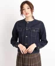 K2JJG16089 a.v.v(アー・ヴェ・ヴェ) ノーカラーデニムジャケット ネイビー