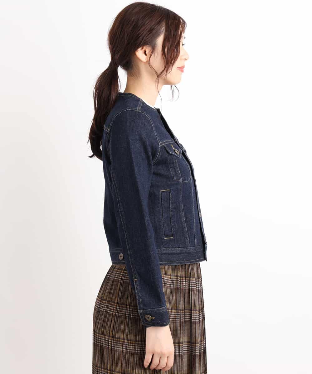 K2JJG16089 a.v.v(アー・ヴェ・ヴェ) ノーカラーデニムジャケット ネイビー