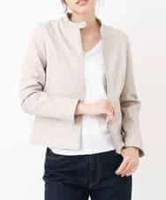 K2JJJ08079 a.v.v(アー・ヴェ・ヴェ) フェイクレザーノーカラージャケット ベージュ