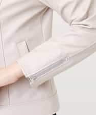 K2JJJ08079 a.v.v(アー・ヴェ・ヴェ) フェイクレザーノーカラージャケット ベージュ