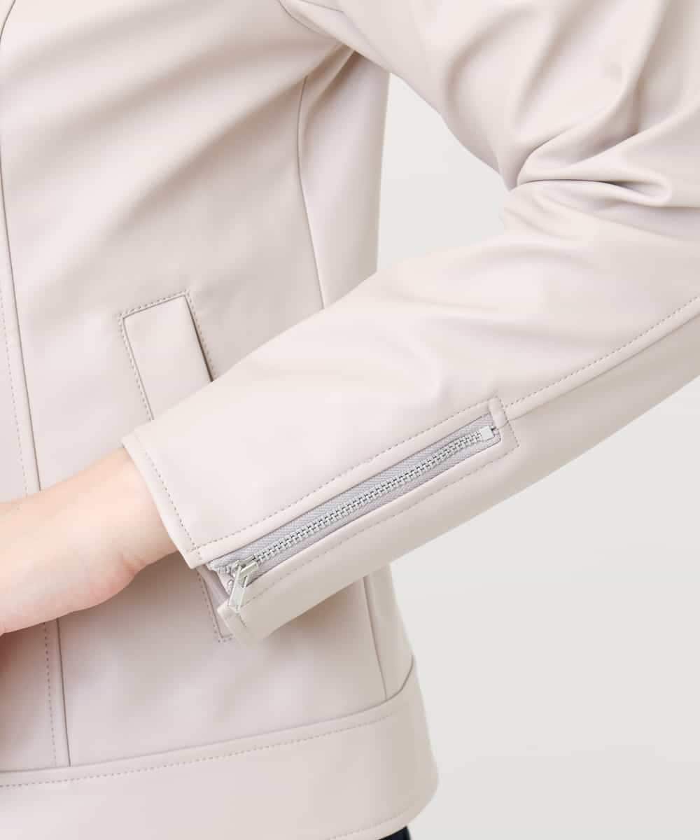 K2JJJ08079 a.v.v(アー・ヴェ・ヴェ) フェイクレザーノーカラージャケット ベージュ