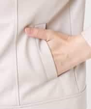 K2JJJ08079 a.v.v(アー・ヴェ・ヴェ) フェイクレザーノーカラージャケット ベージュ