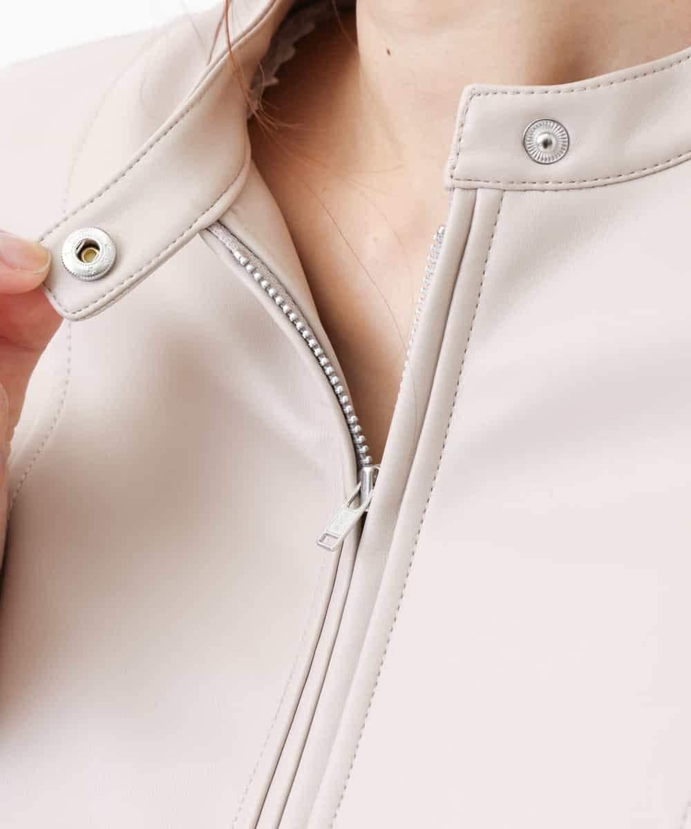 K2JJJ08079 a.v.v(アー・ヴェ・ヴェ) フェイクレザーノーカラージャケット ベージュ