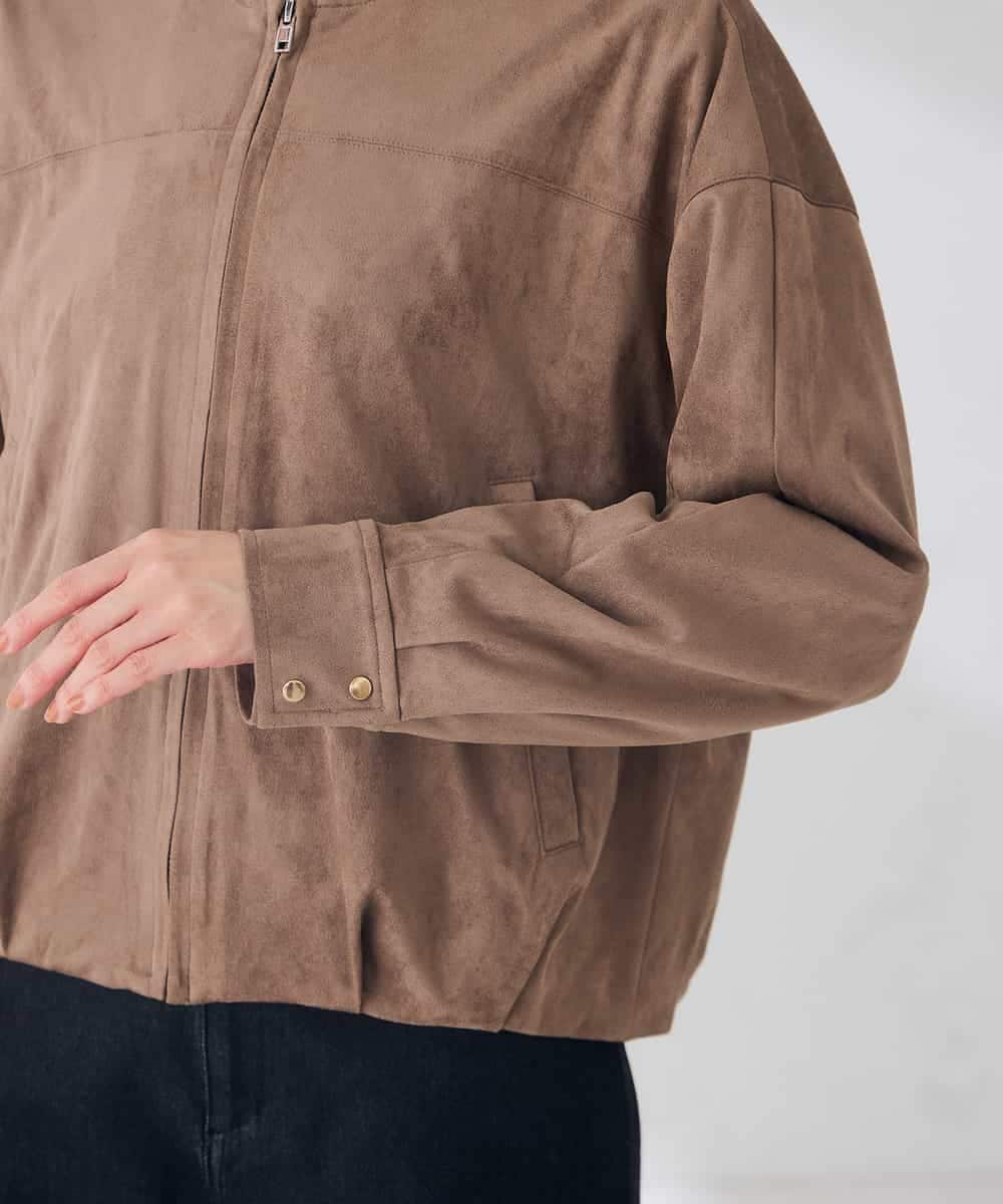 K2JKD12099 a.v.v(アー・ヴェ・ヴェ) フェイクスエード ノーカラー ブルゾン モカ