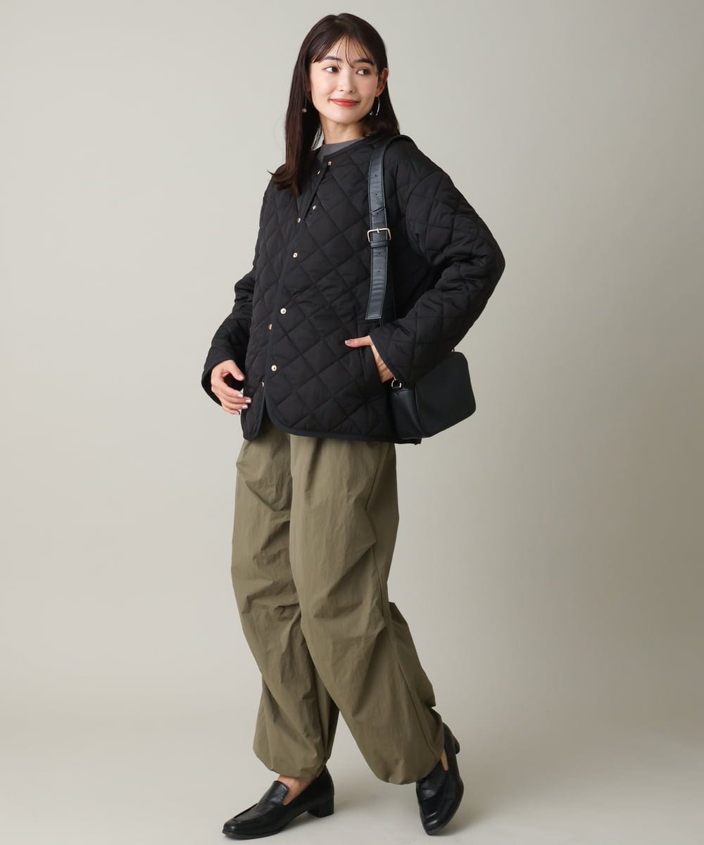 K2JLS19089 a.v.v(アー・ヴェ・ヴェ) ノーカラーキルトジャケット アイボリー