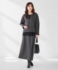 K2KAG02035 a.v.v(アー・ヴェ・ヴェ) レース ヘム ロンT ブラック