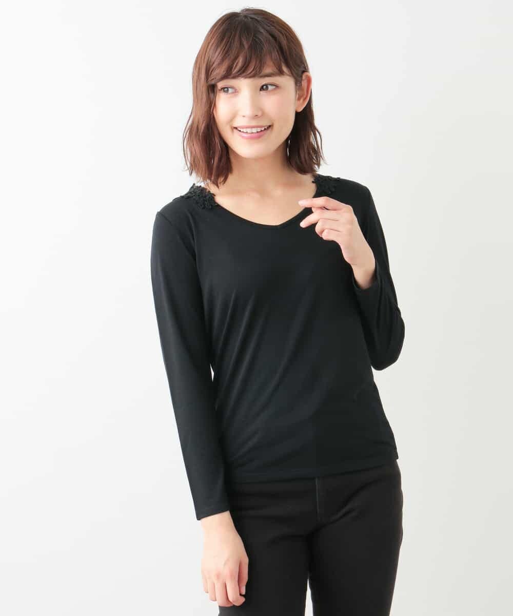 K2KAG05024 a.v.v(アー・ヴェ・ヴェ) バックモチーフレースインナーカットソー[WEB限定サイズ] ネイビー