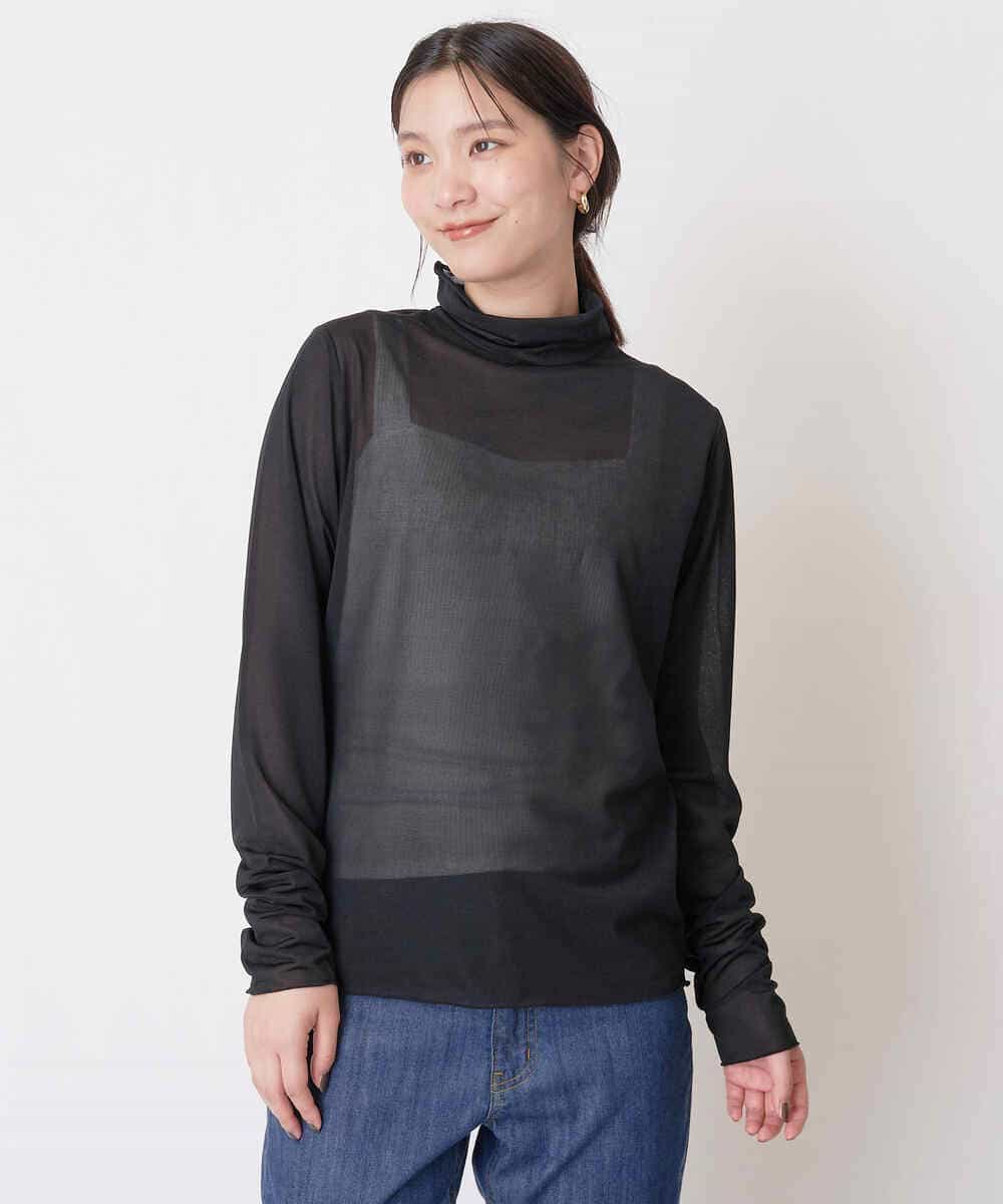 K2KAS05024 a.v.v(アー・ヴェ・ヴェ) シアーハイネックトップス ブラック